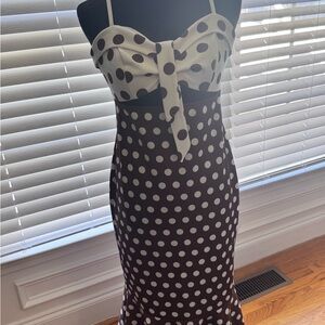 VENUS Cream and White Polka Dot Dress with Tie Front